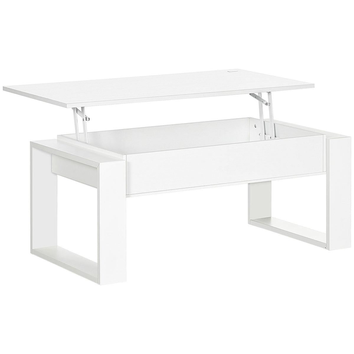Coffee Table Height-Adjustable Side Table With Hidden Storage Space, Lifting Table, Chipboard, White, 105X79.5X59 Cm