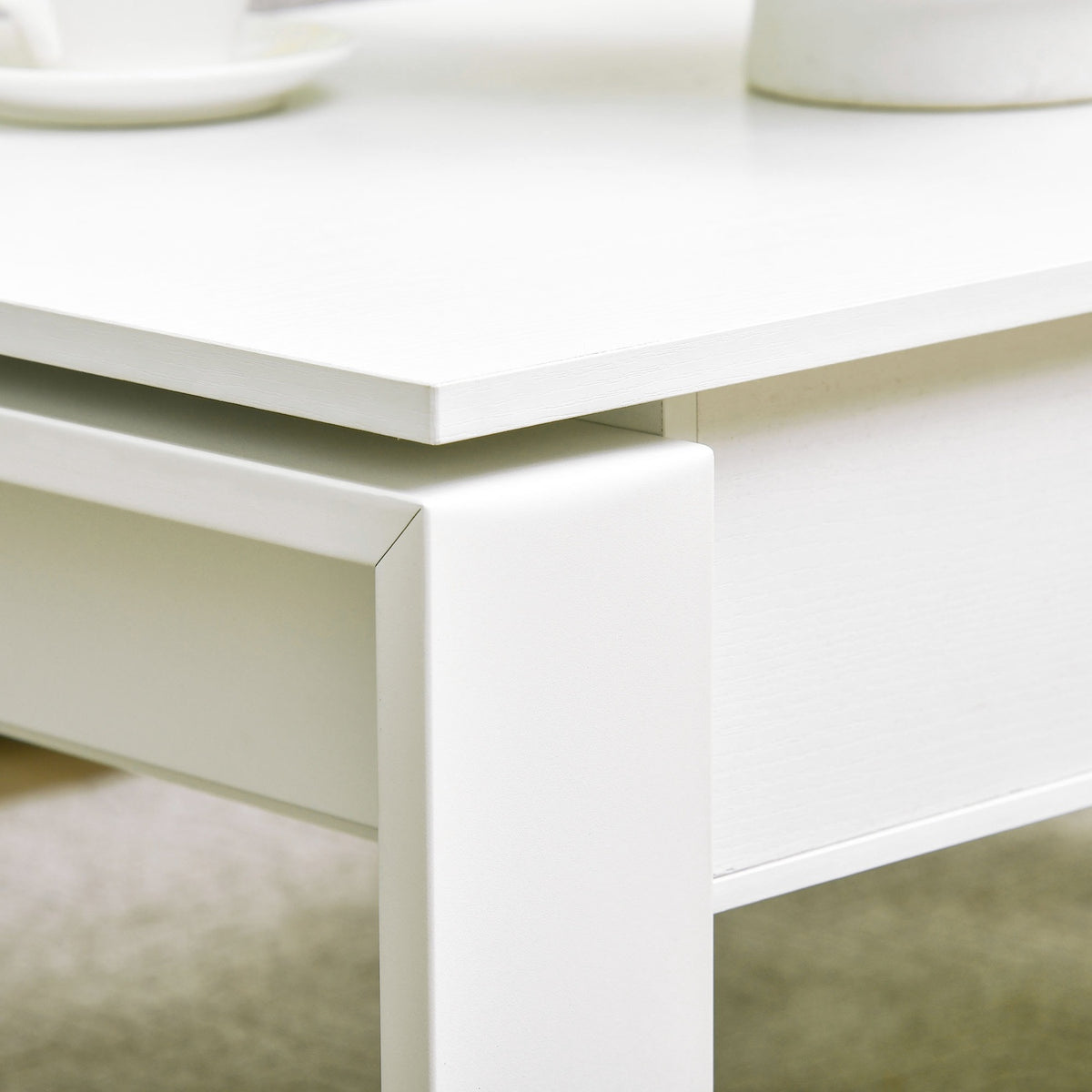 Coffee Table Height-Adjustable Side Table With Hidden Storage Space, Lifting Table, Chipboard, White, 105X79.5X59 Cm