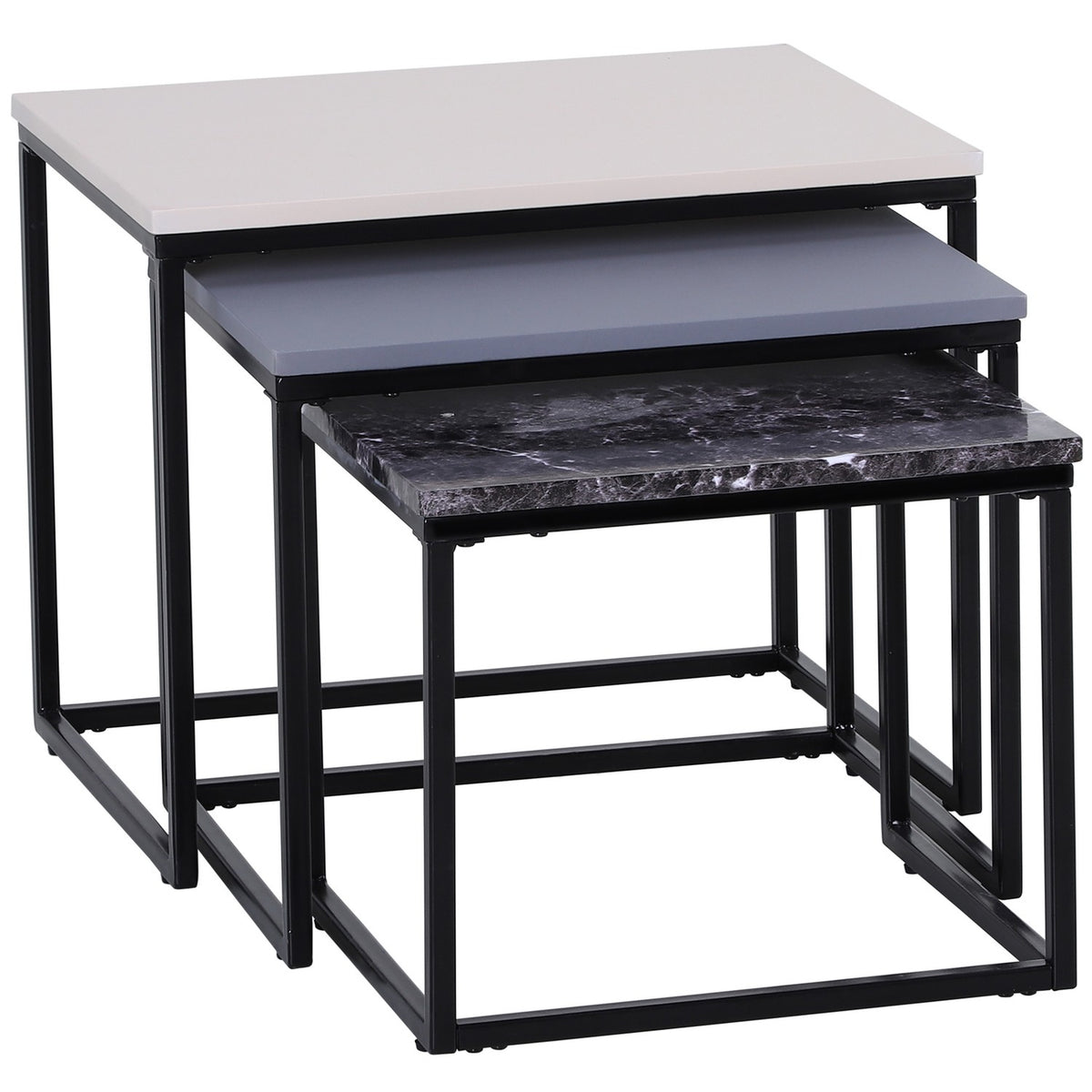 Coffee Table Modern Side Table Coffee Table With Metal Base, Mdf, In 3 Colors