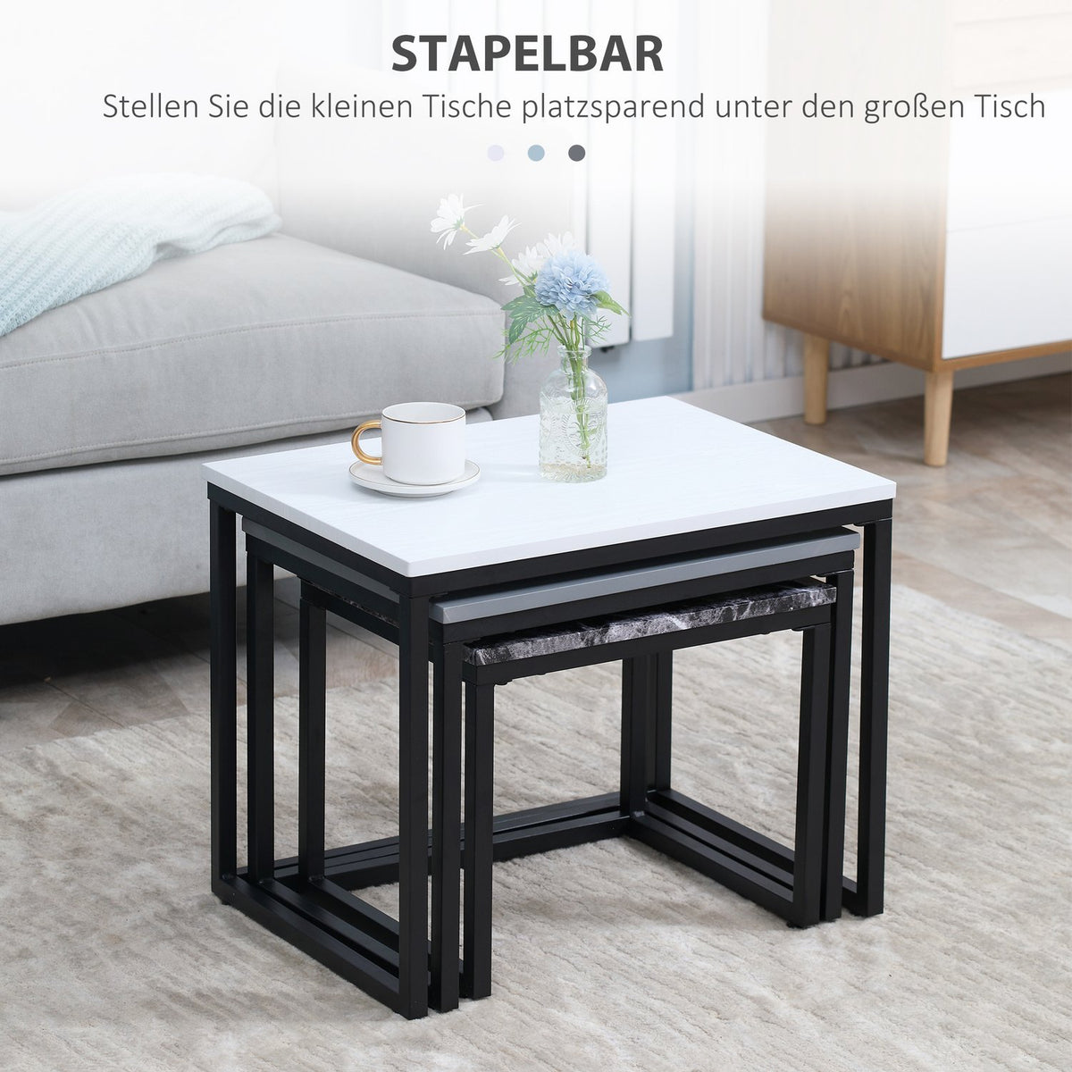 Coffee Table Modern Side Table Coffee Table With Metal Base, Mdf, In 3 Colors