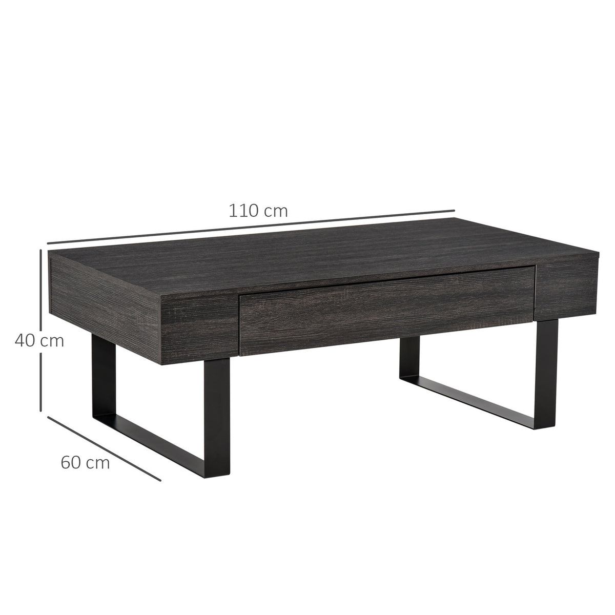 Coffee Table Side Table With Drawer & Shelves, Sturdy Steel Frame, Easy Assembly, Sofa Table