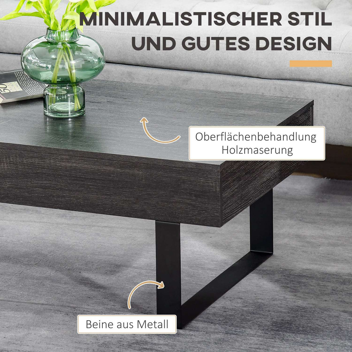 Coffee Table Side Table With Drawer & Shelves, Sturdy Steel Frame, Easy Assembly, Sofa Table