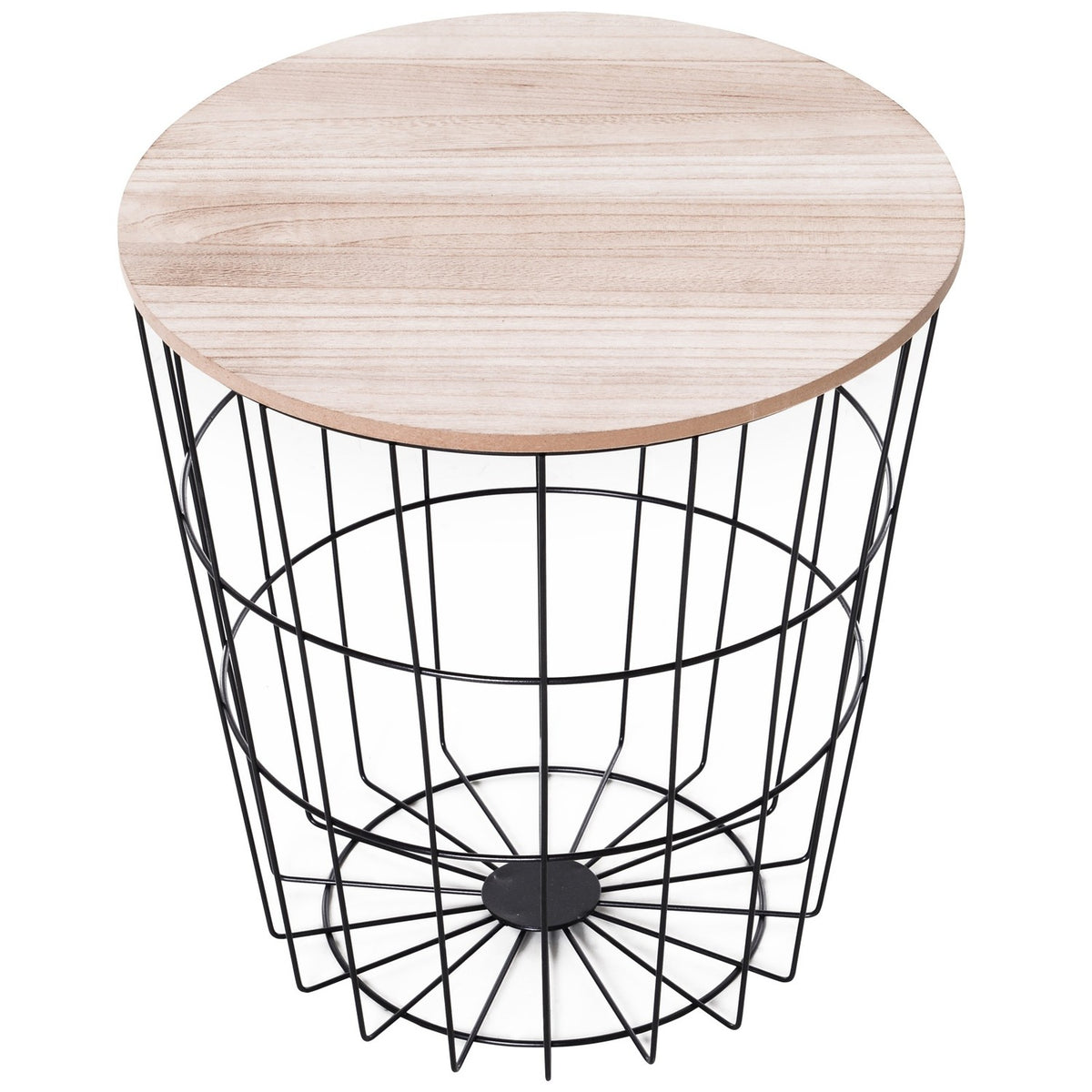 Coffee Table With Storage Space, Side Table, Coffee Table, Metal Mdf, Natural, Ø39.5X43Cm