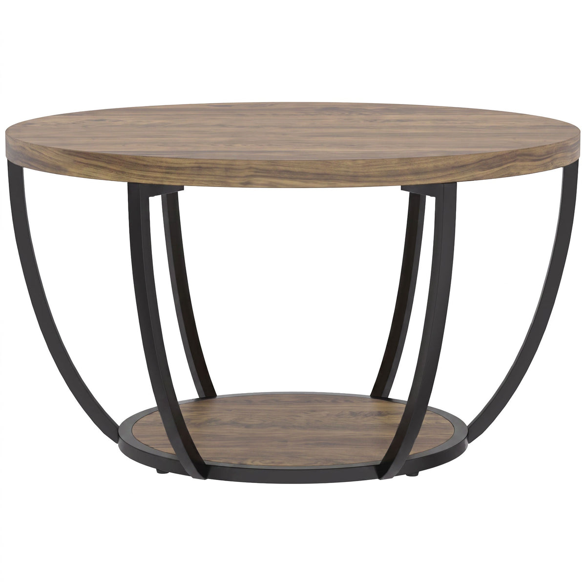 Coffee Table with 2 Tiers, 80x80x43.8 cm, Brown/Black