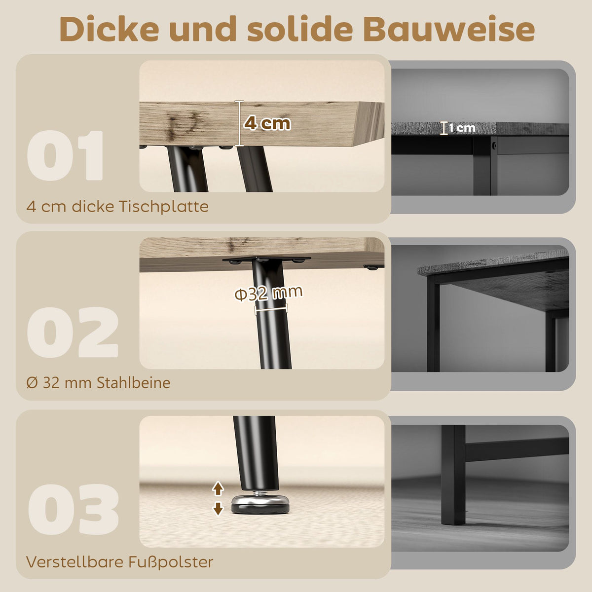Coffee Table with Steel Legs, Oak Finish, 100x50x45 cm