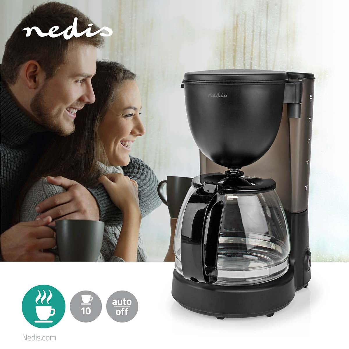 Coffee maker | Filter coffee | 1.25 l | 10 Cups | Keep warm function | Black