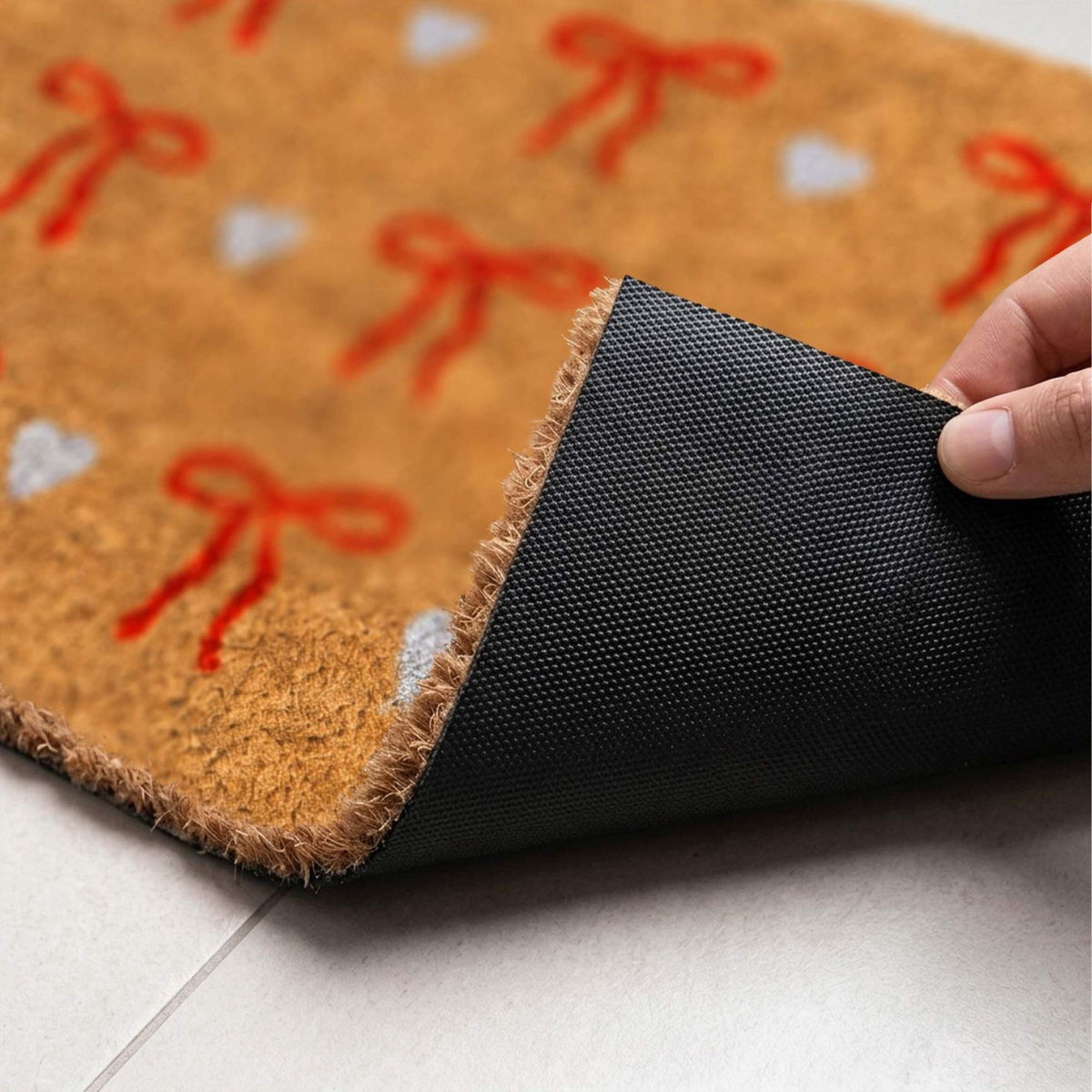 Coir Doormat, 60x40 cm, Decorative Design