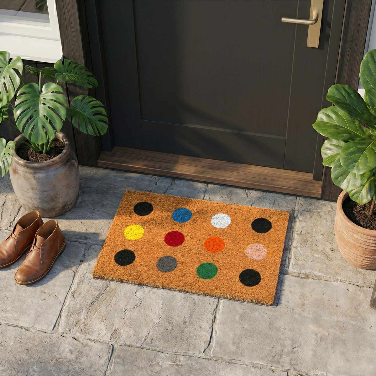 Coir Doormat, 60x40 cm, Decorative Design