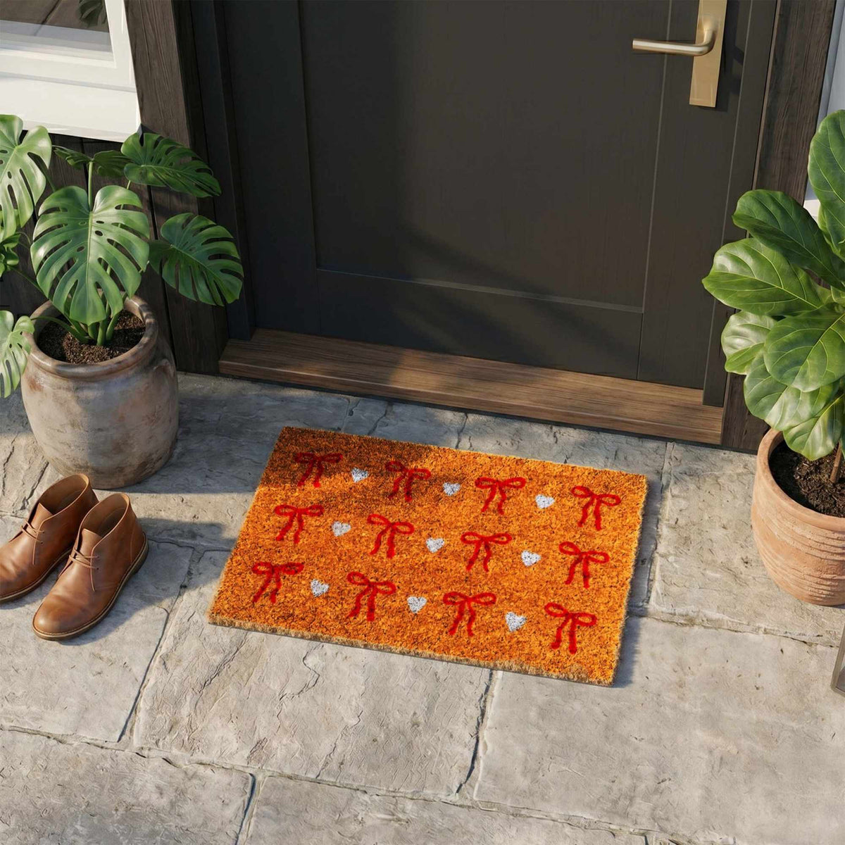 Coir Doormat, 60x40 cm, Decorative Design