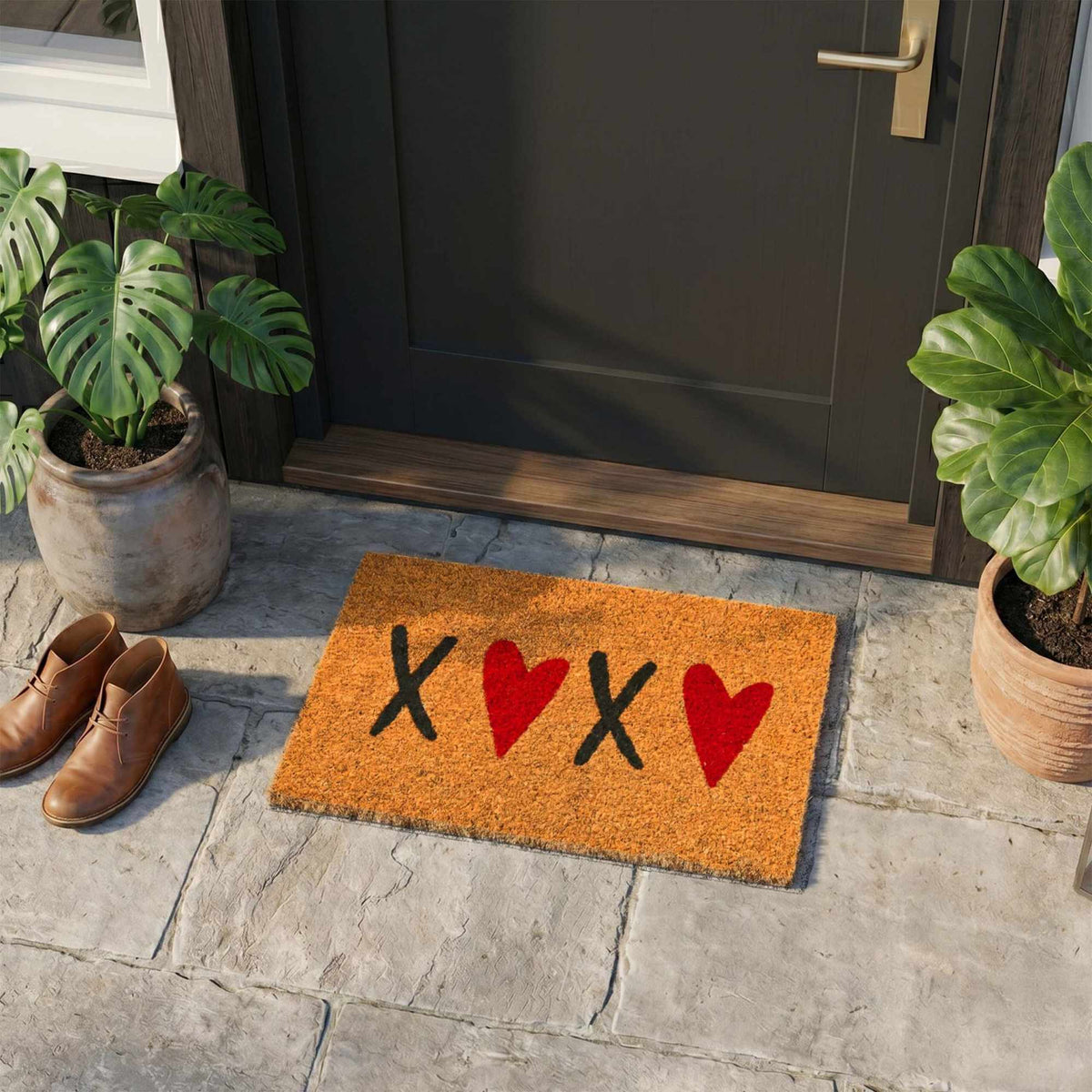 Coir Doormat, 60x40 cm, Decorative Design