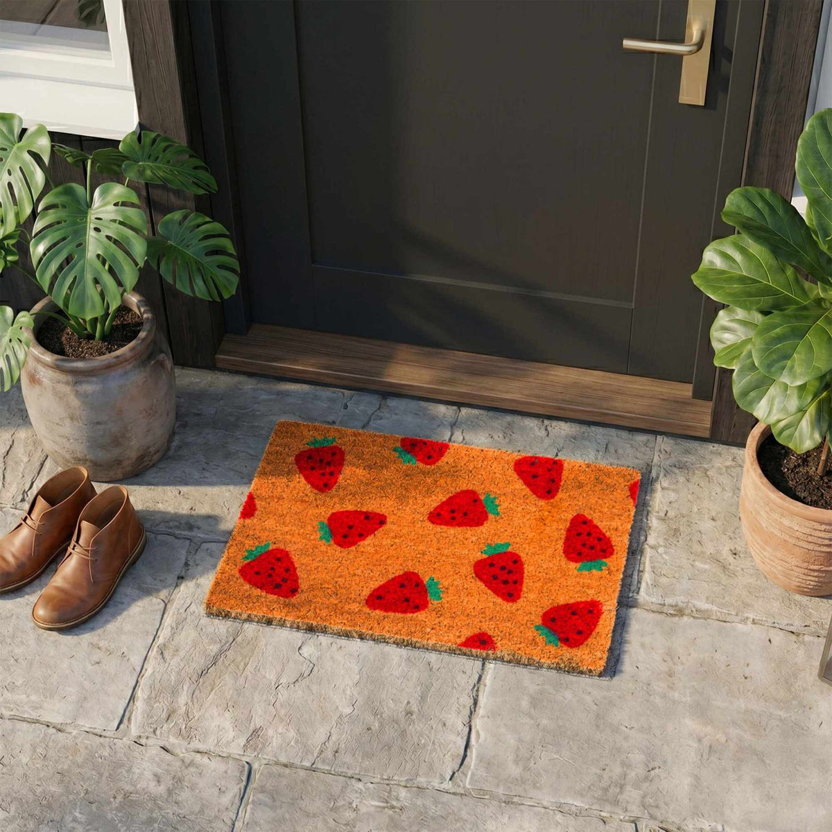 Coir Doormat, Decorative Motif, 60x40 cm, Non-Slip