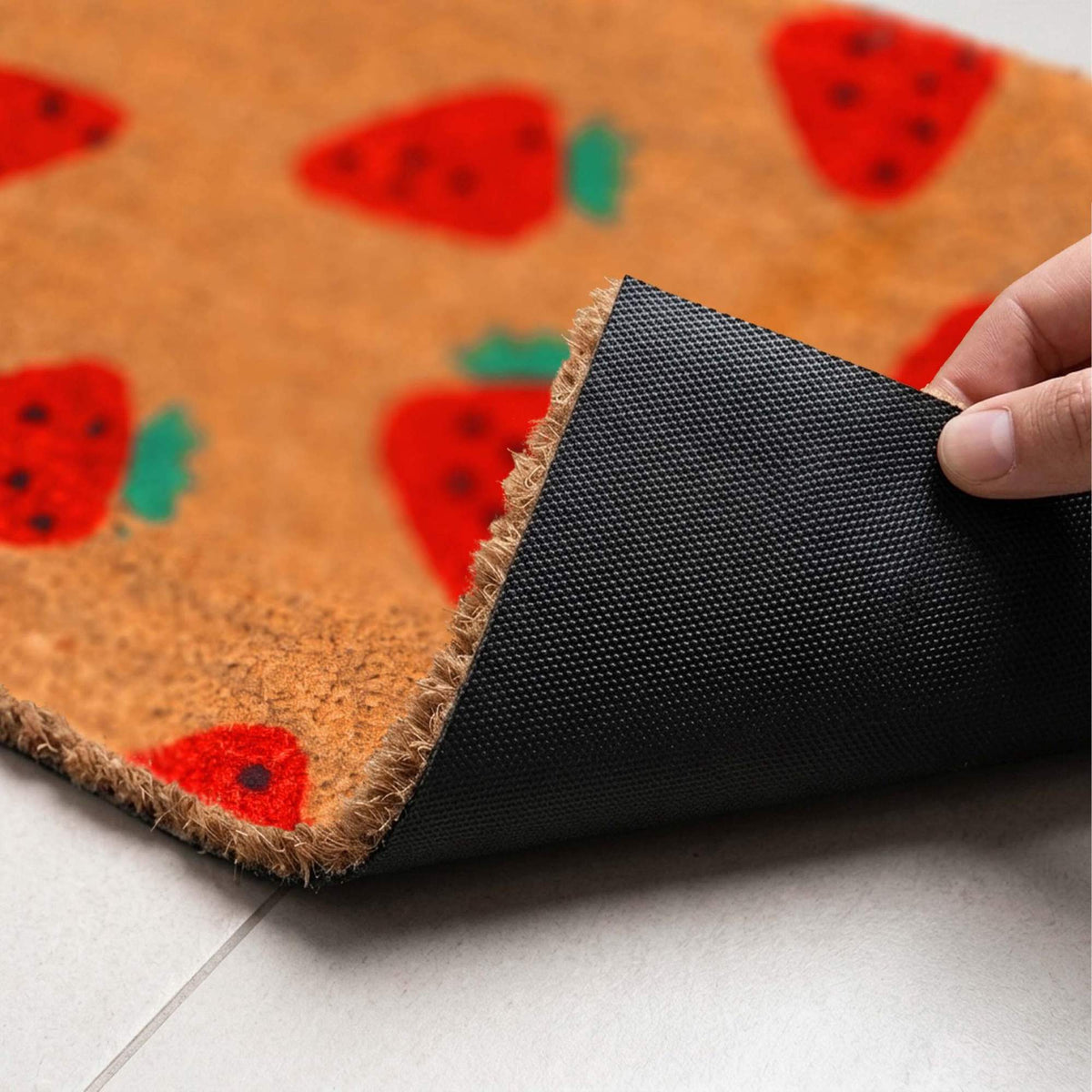 Coir Doormat, Decorative Motif, 60x40 cm, Non-Slip