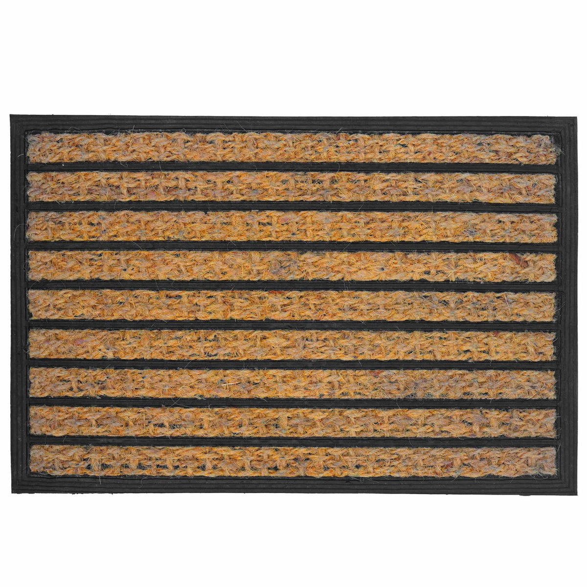 Coir & PVC Doormat, 60x40 cm, Natural & Black