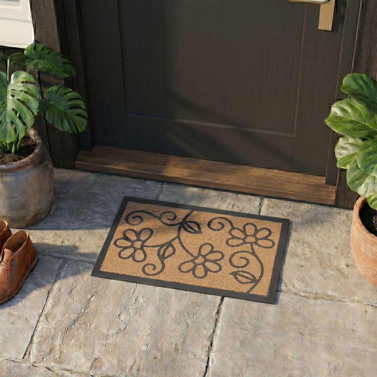 Coir & PVC Doormat, 60x40 cm, Non-Slip, Indoor/Outdoor