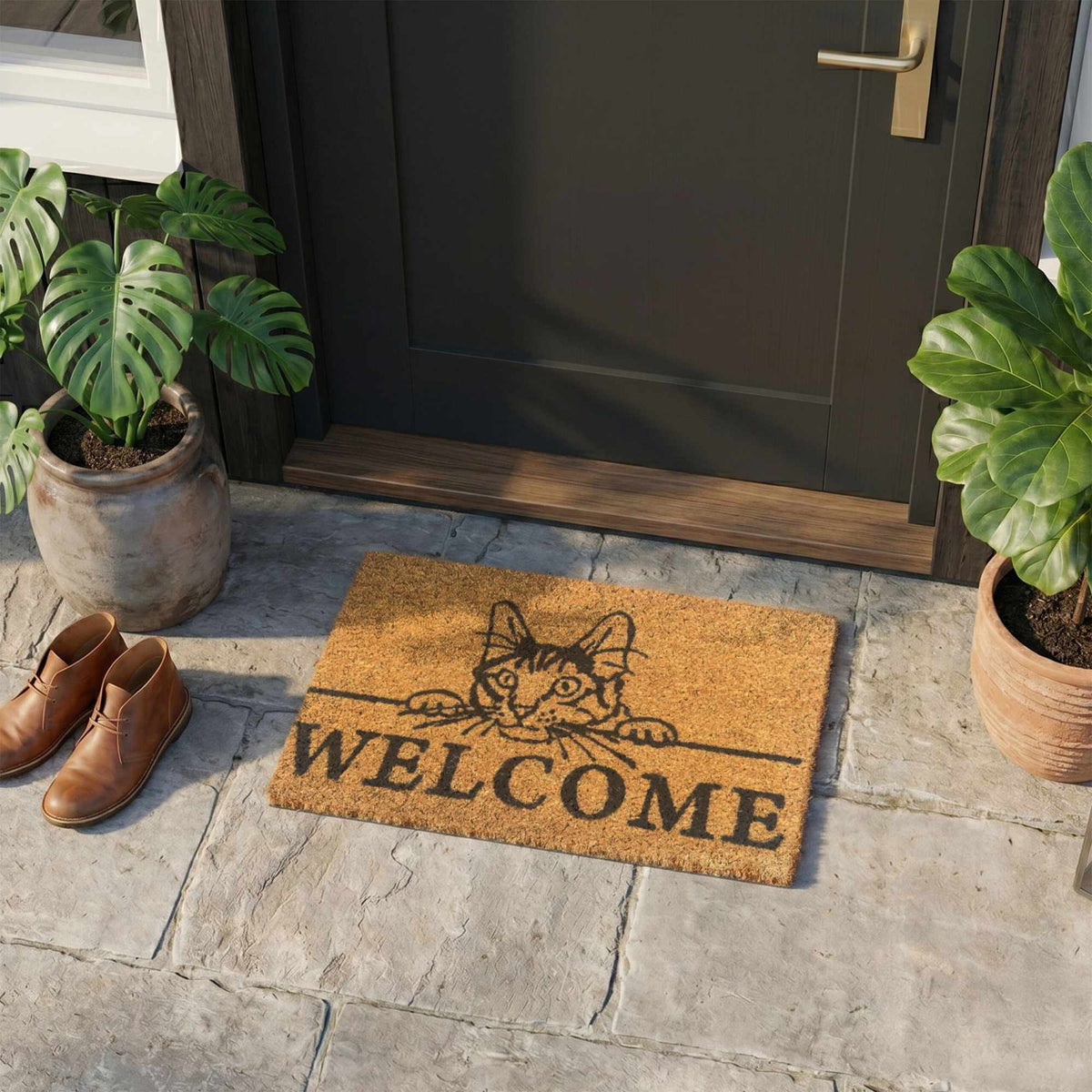 Coir Welcome Doormat, Non-Slip, 60x40 cm