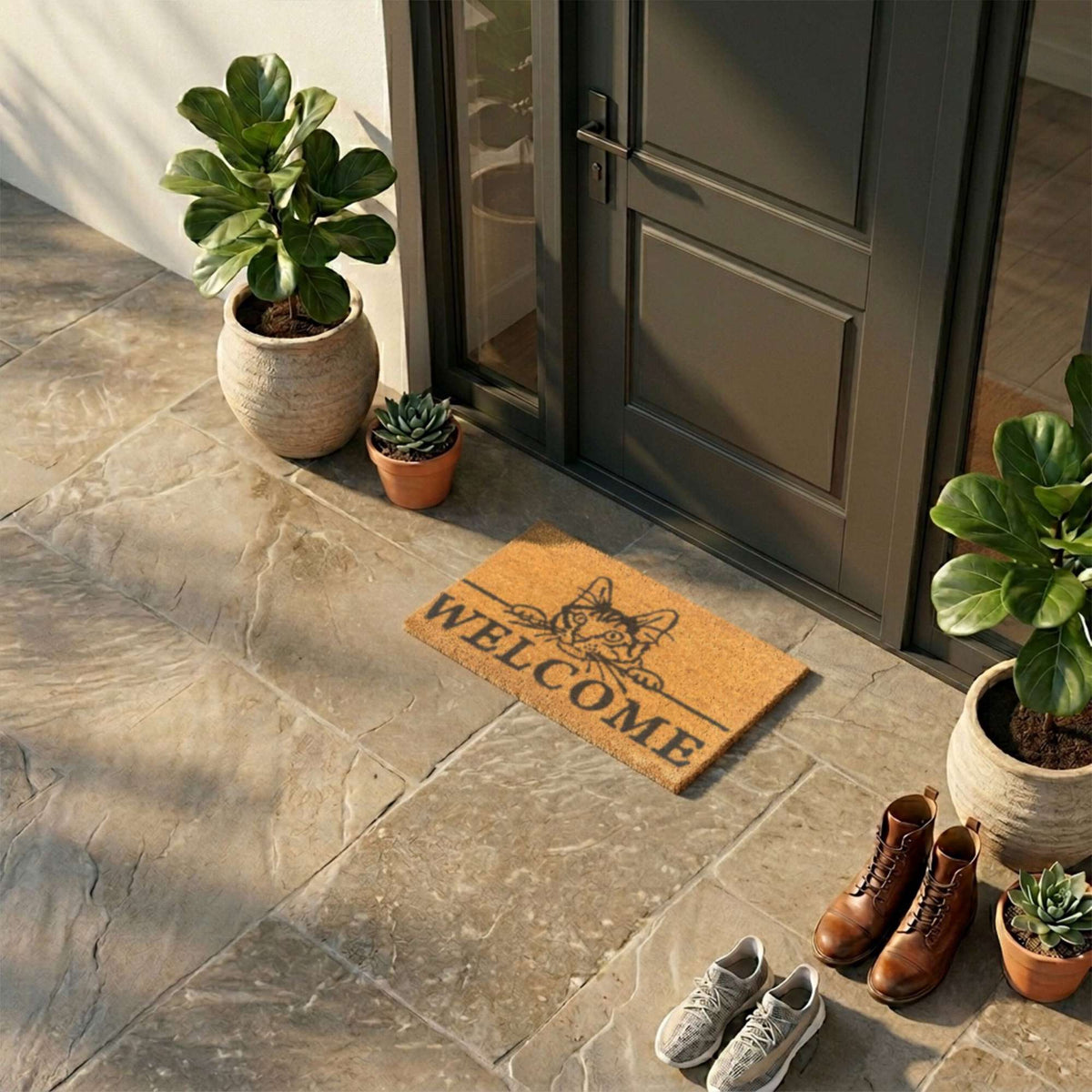 Coir Welcome Doormat, Non-Slip, 60x40 cm