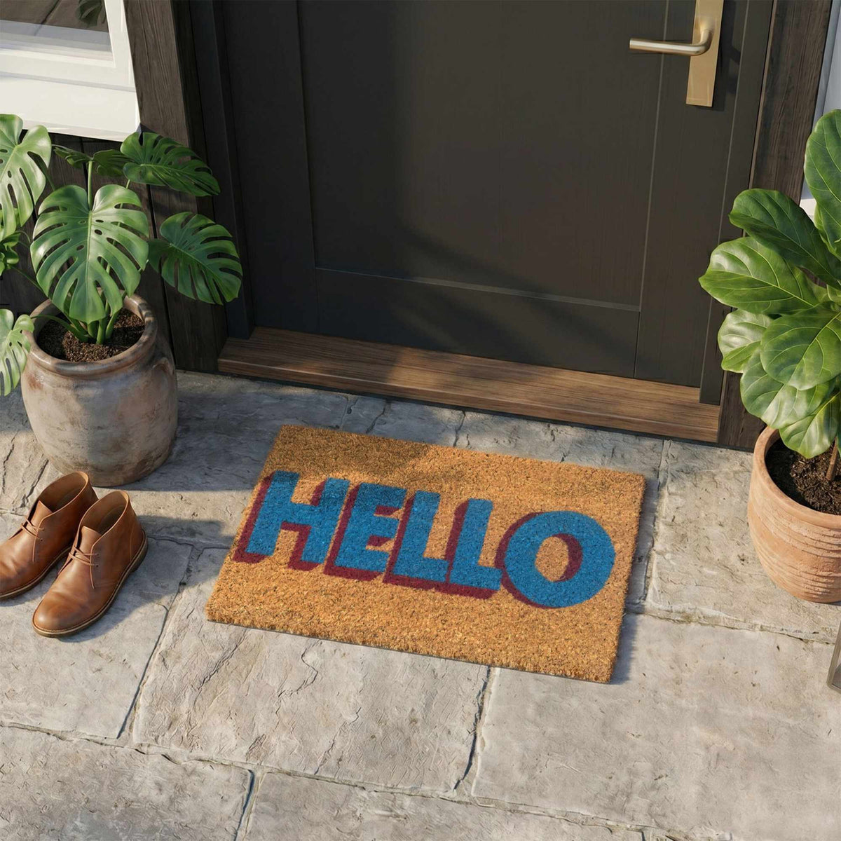 Coir Welcome Doormat, Non-Slip, 60x40 cm, Indoor/Outdoor