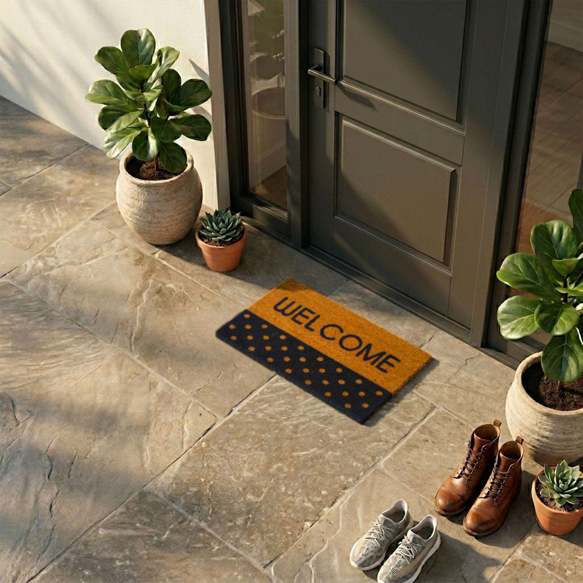 Coir Welcome Doormat, Non-Slip, 60x40 cm, Indoor/Outdoor