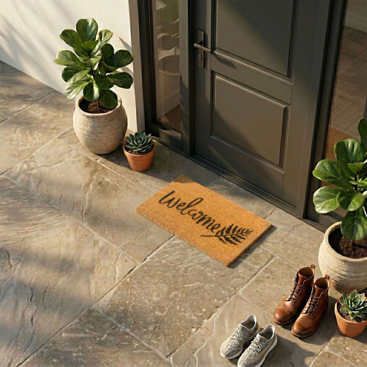 Coir Welcome Doormat, Non-Slip, 60x40 cm, Outdoor/Indoor