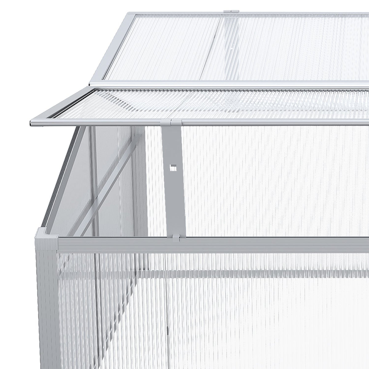 Cold Frame Aluminum 100X100X48Cm Raised Bed With Adjustable Roof, Uv Protection, Mini Greenhouse For Garden & Balcony, Silver