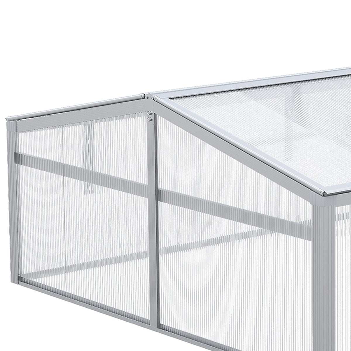 Cold Frame Aluminum 100X100X48Cm Raised Bed With Adjustable Roof, Uv Protection, Mini Greenhouse For Garden & Balcony, Silver