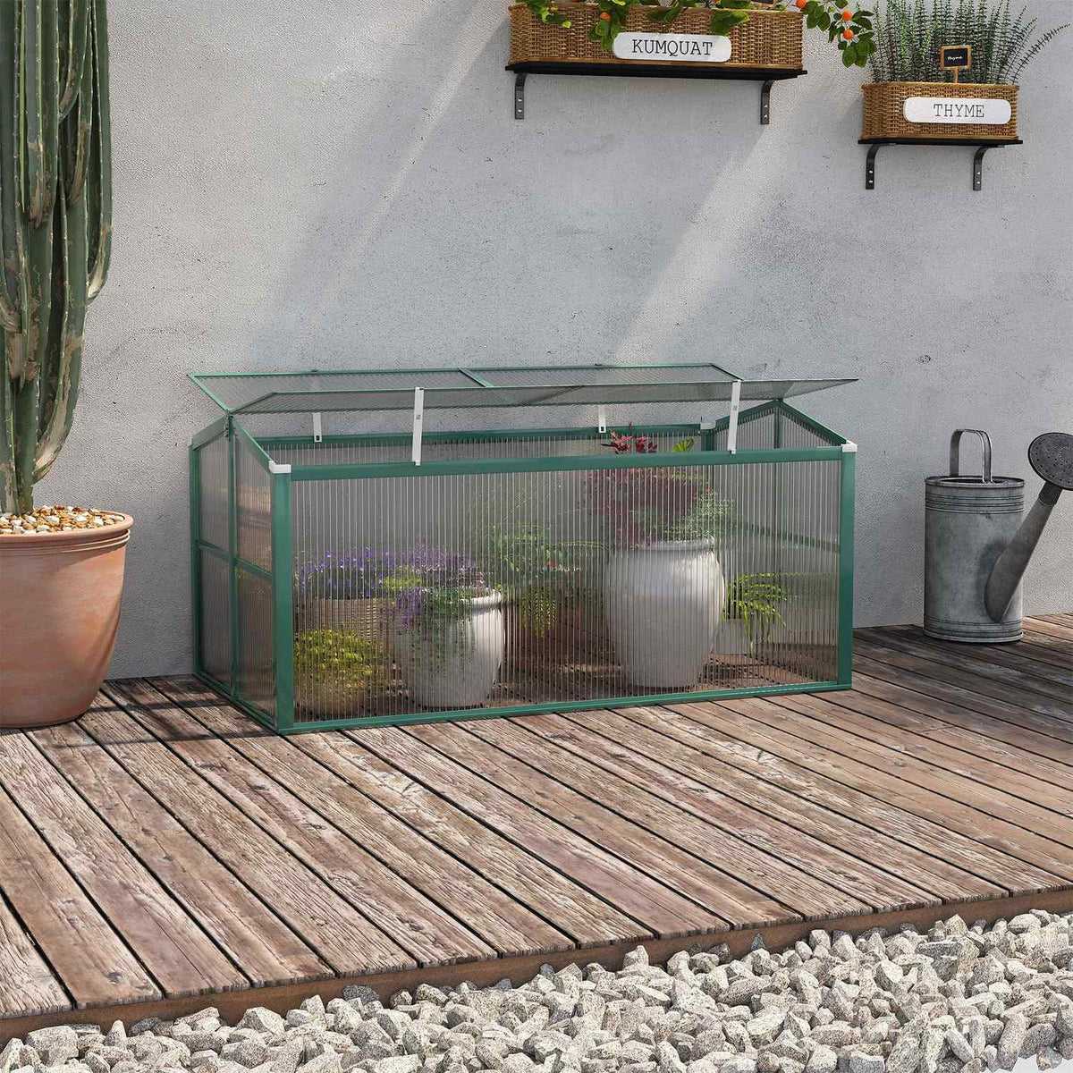 Cold Frame Aluminum 130X70X61Cm Cold Frame Box With Adjustable Roof, Uv Protection, Mini Greenhouse, Garden & Balcony, Green