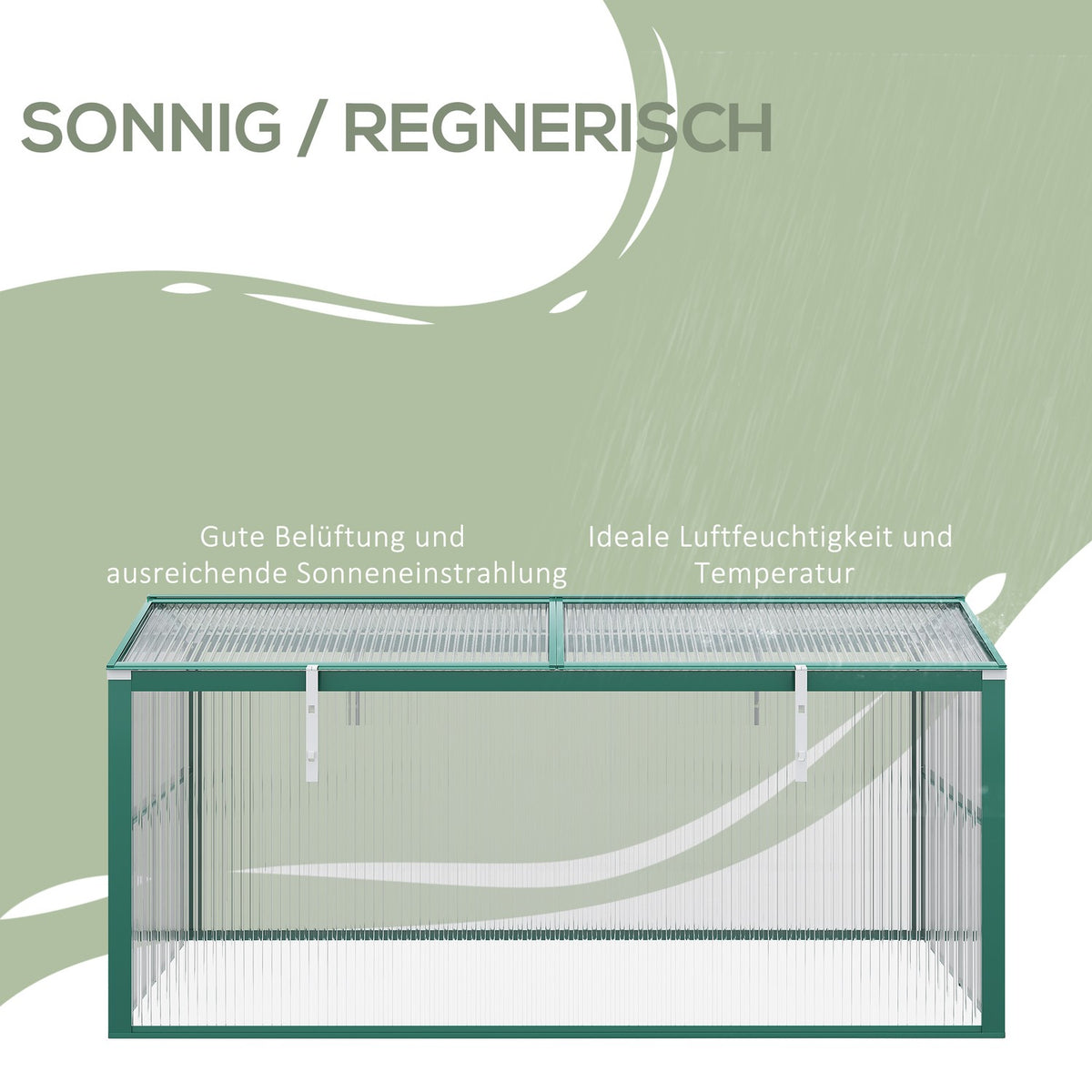 Cold Frame Aluminum 130X70X61Cm Cold Frame Box With Adjustable Roof, Uv Protection, Mini Greenhouse, Garden & Balcony, Green