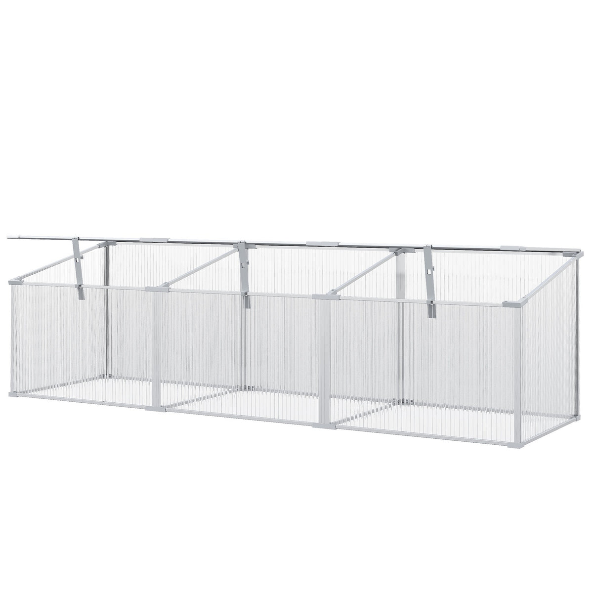Cold Frame Aluminum, Cold Frame Box With Adjustable Roof, Plant Bed With Uv Protection, Mini Greenhouse For Garden, Balcony, Silver, 180 X 51 X 51 Cm
