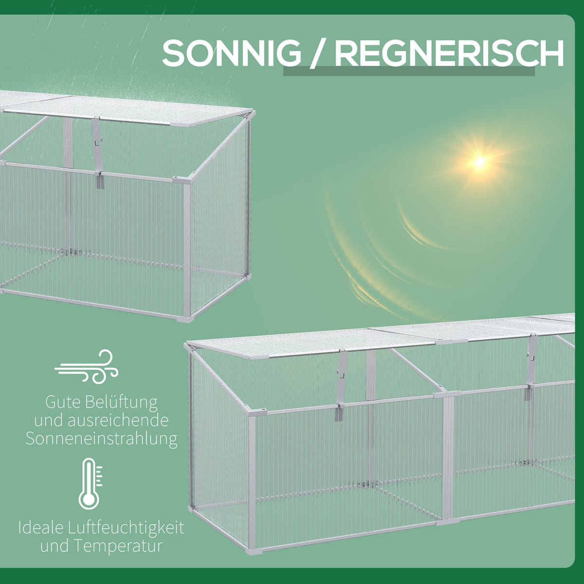Cold Frame Aluminum, Cold Frame Box With Adjustable Roof, Plant Bed With Uv Protection, Mini Greenhouse For Garden, Balcony, Silver, 180 X 51 X 51 Cm