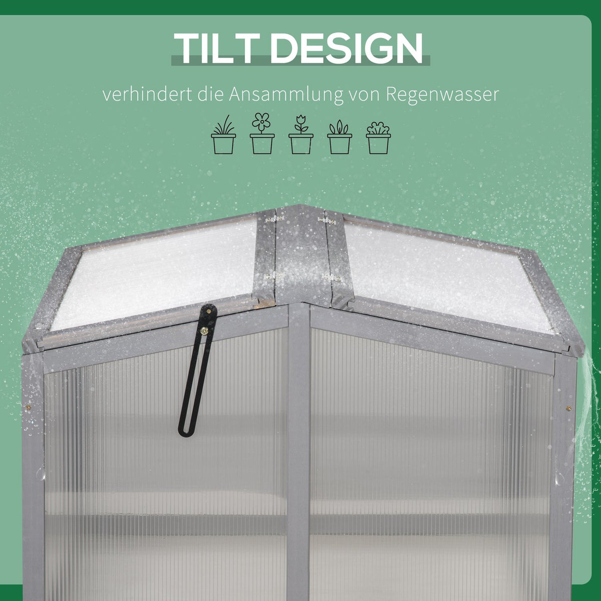 Cold Frame Greenhouse Greenhouse Cold Frame Box Plant Bed With Cover Made Of Wood And Polycarbonate Weatherproof Light Gray 90 X 80 X 58 Cm