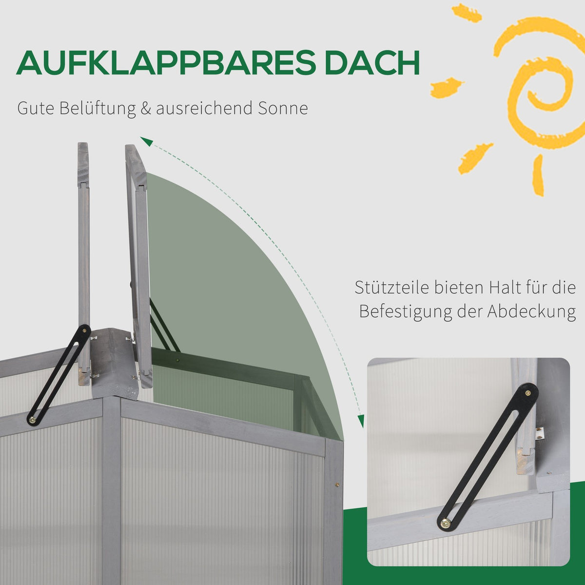 Cold Frame Greenhouse Greenhouse Cold Frame Box Plant Bed With Cover Made Of Wood And Polycarbonate Weatherproof Light Gray 90 X 80 X 58 Cm