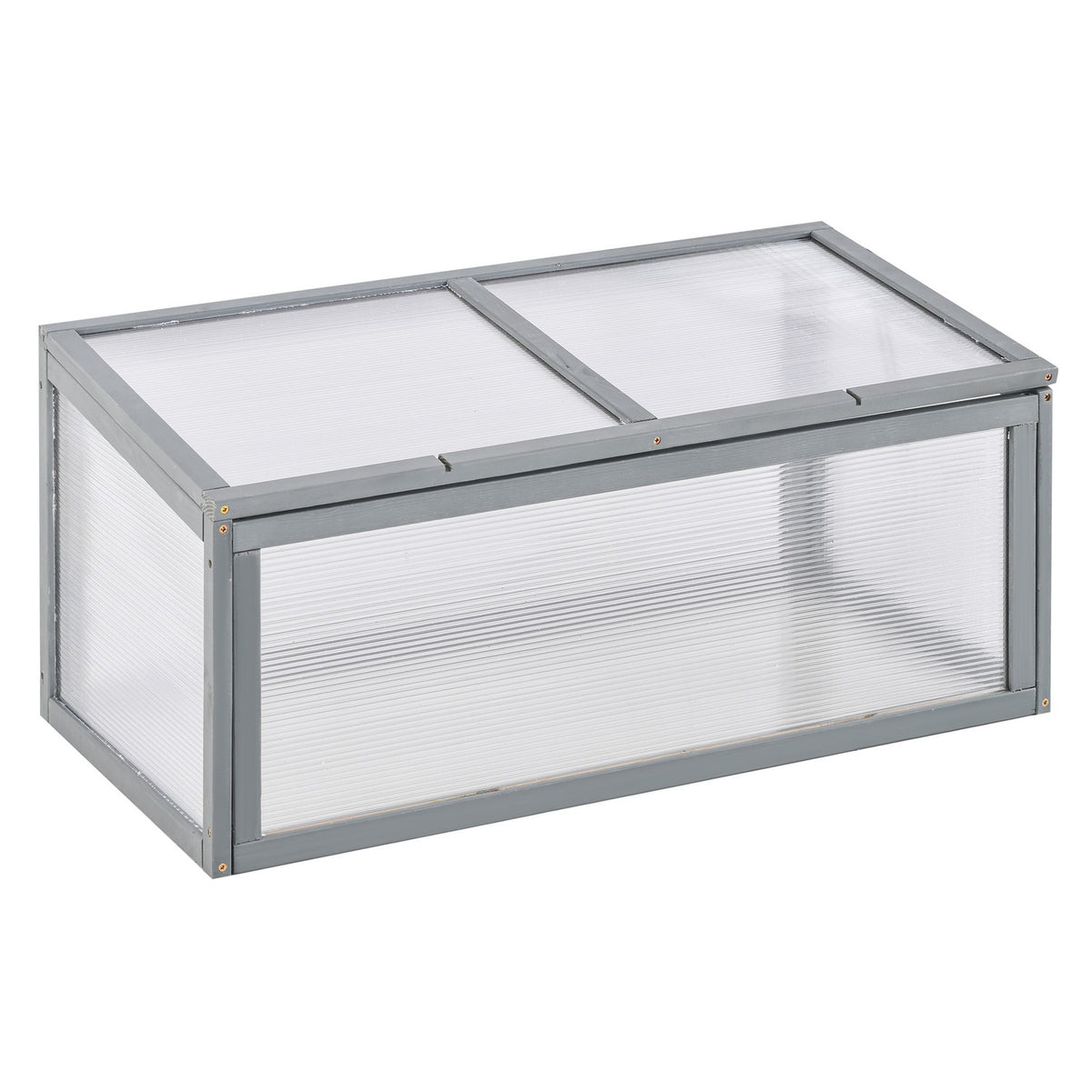 Cold Frame Greenhouse With Cover, Weatherproof, Made Of Wood And Polycarbonate, Grey, 90X46X40Cm