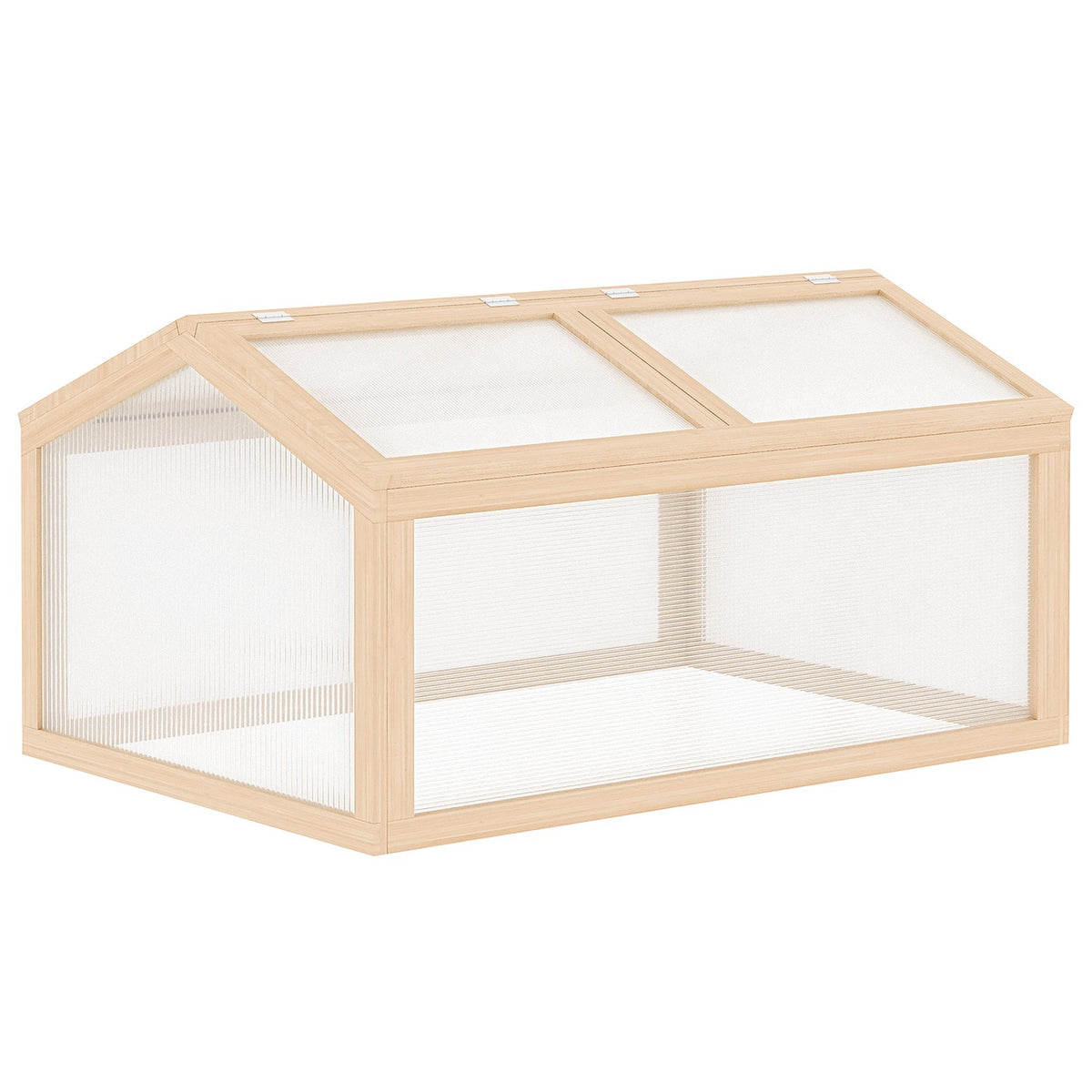 Cold Frame Greenhouse With Wooden Polycarbonate Cover, Weatherproof, Natural, 102X71X53Cm