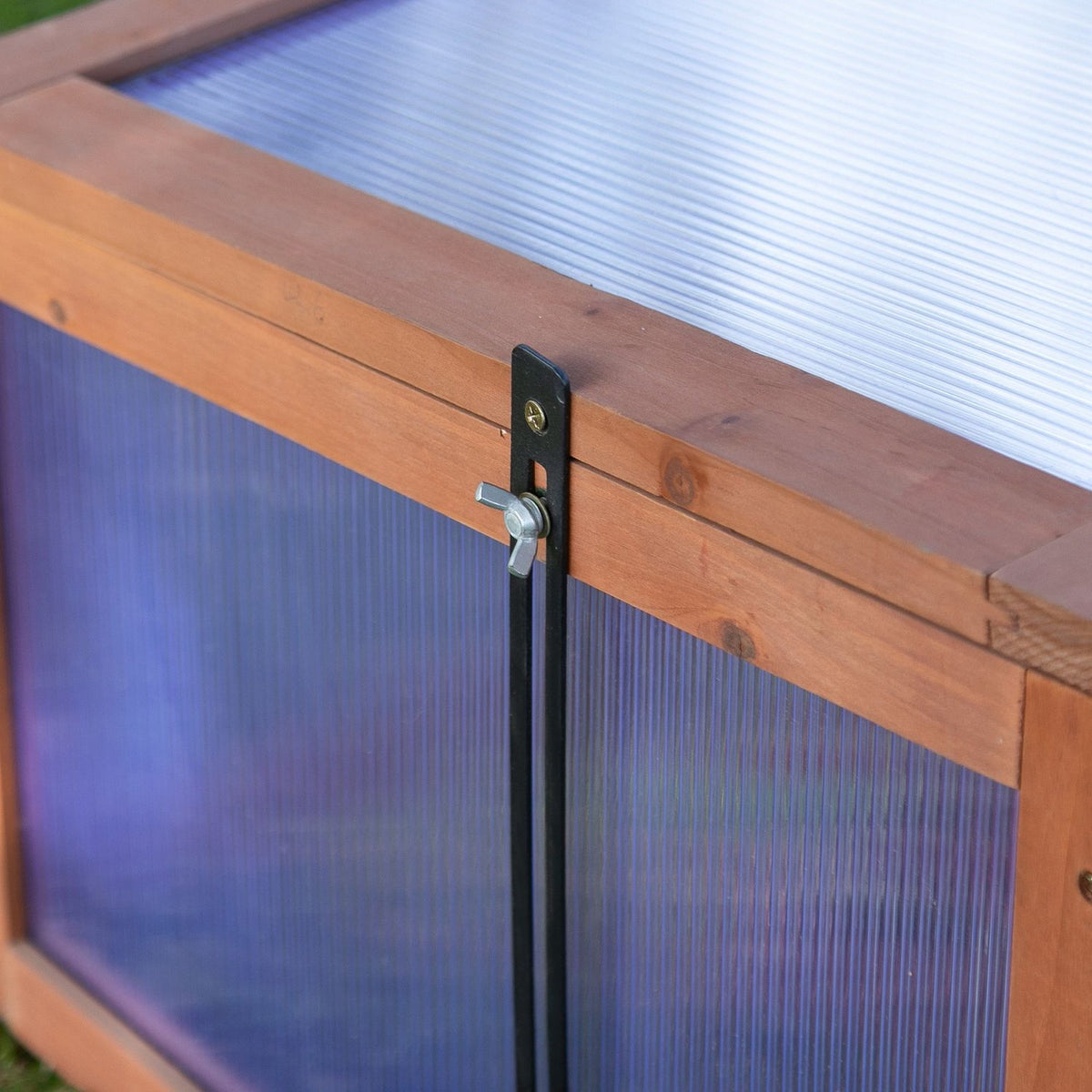 Cold frame wood, mini greenhouse 100 x 65 x 40 cm, greenhouse with cover, UV protection, translucent cold frame box, winterproof raised bed for garden, brown