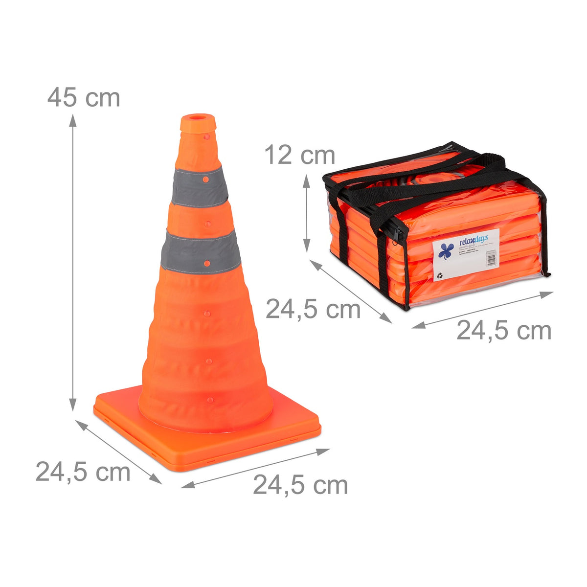 Collapsible pylons in a set of 4