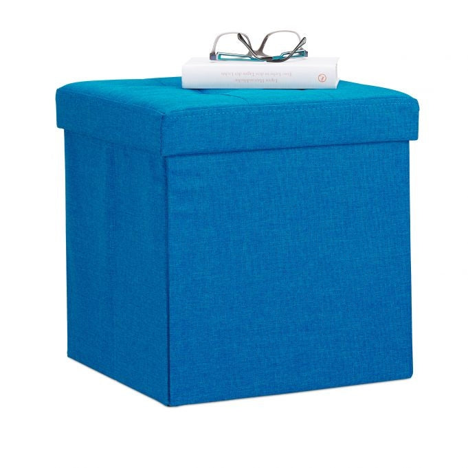 Collapsible stool with linen fabric storage