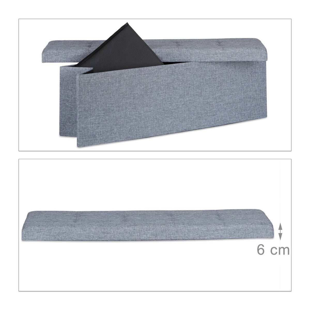Collapsible storage bench linen fabric