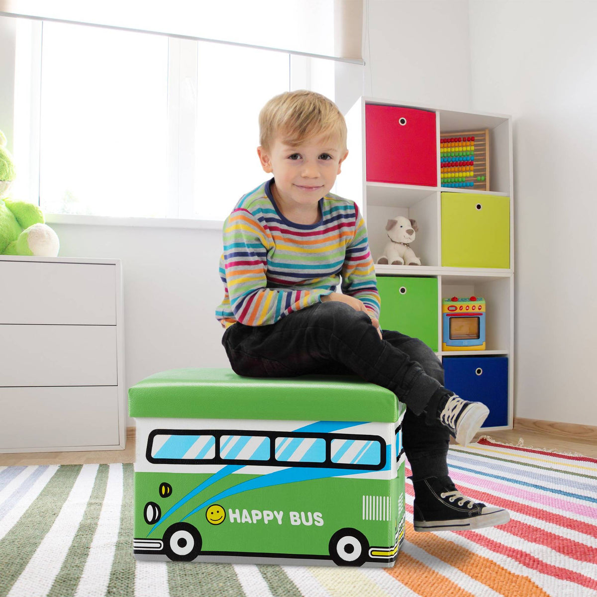 Collapsible toy box with storage space
