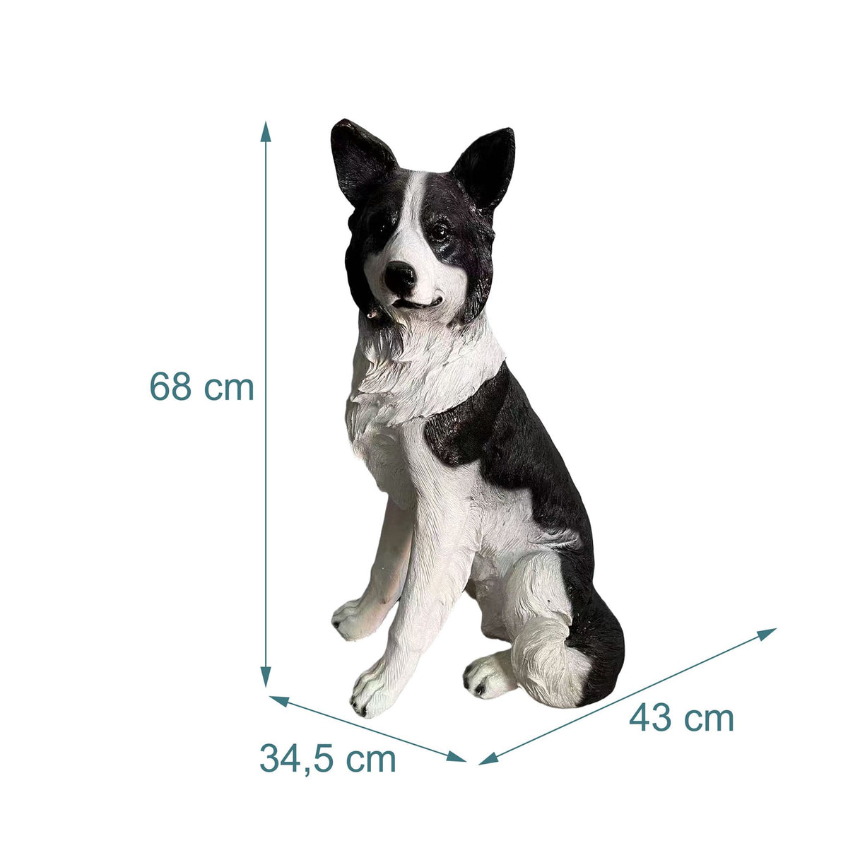Collie Garden Dog Statue, Life-Size Polyresin Decor