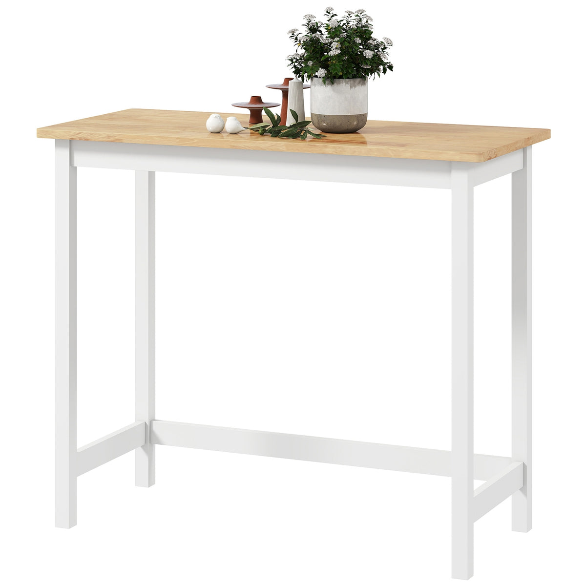 Compact Bar Table for 2, Oak Finish, Rubberwood