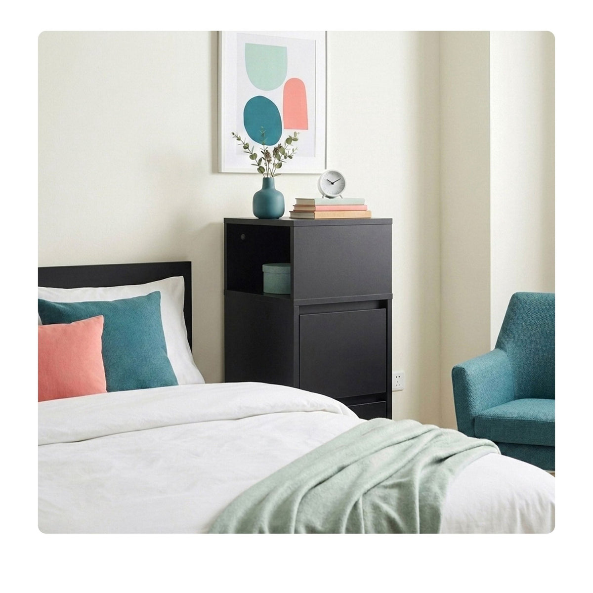 Compact MDF Bedside Table Set with Drawers, 64x24x30 cm