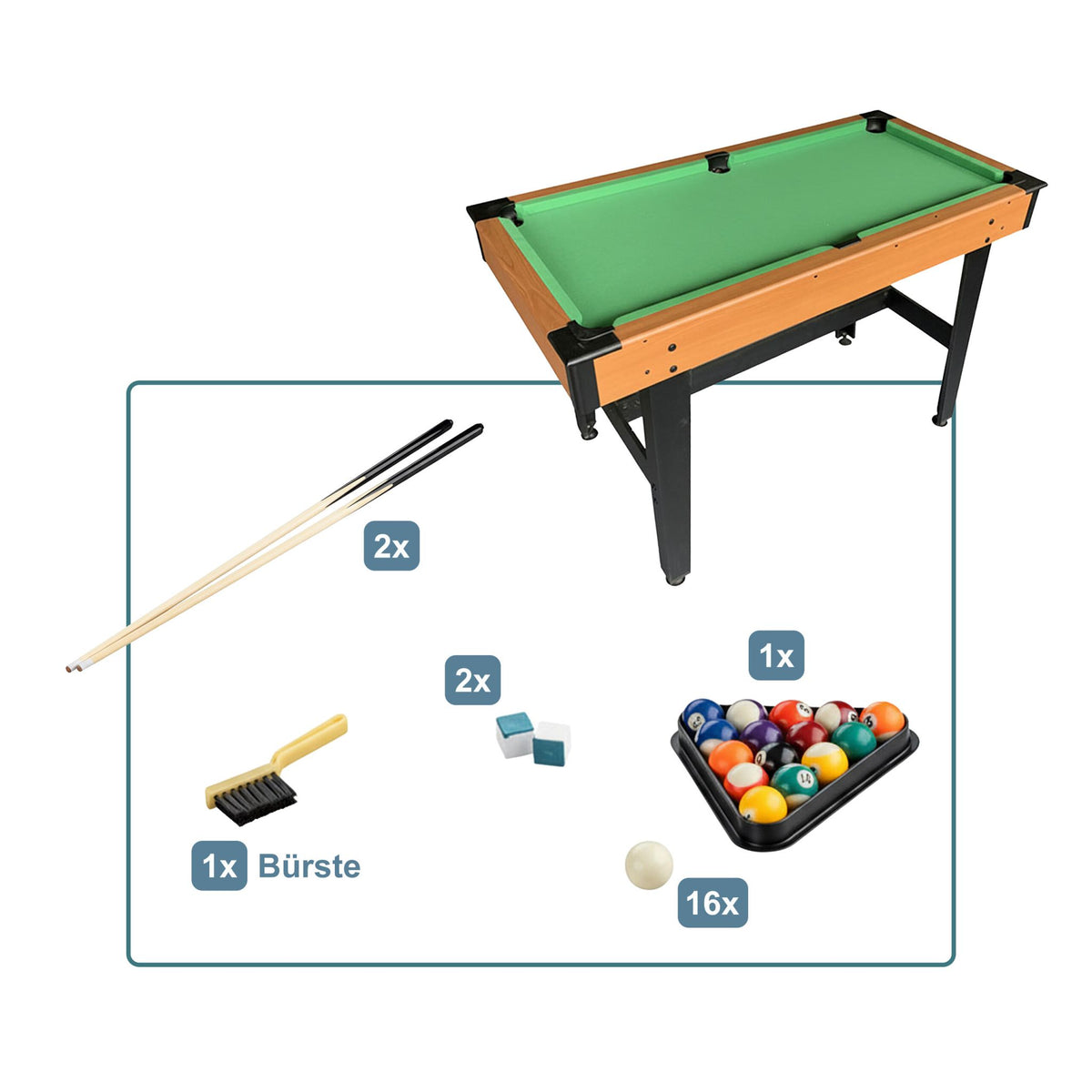 Compact Pool Table with Cues and Balls, MDF Build