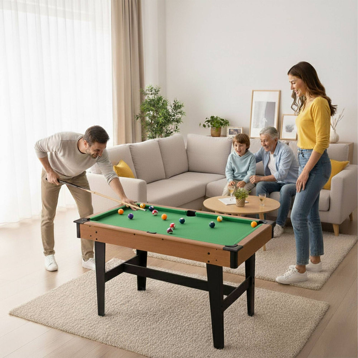 Compact Pool Table with Cues and Balls, MDF Build