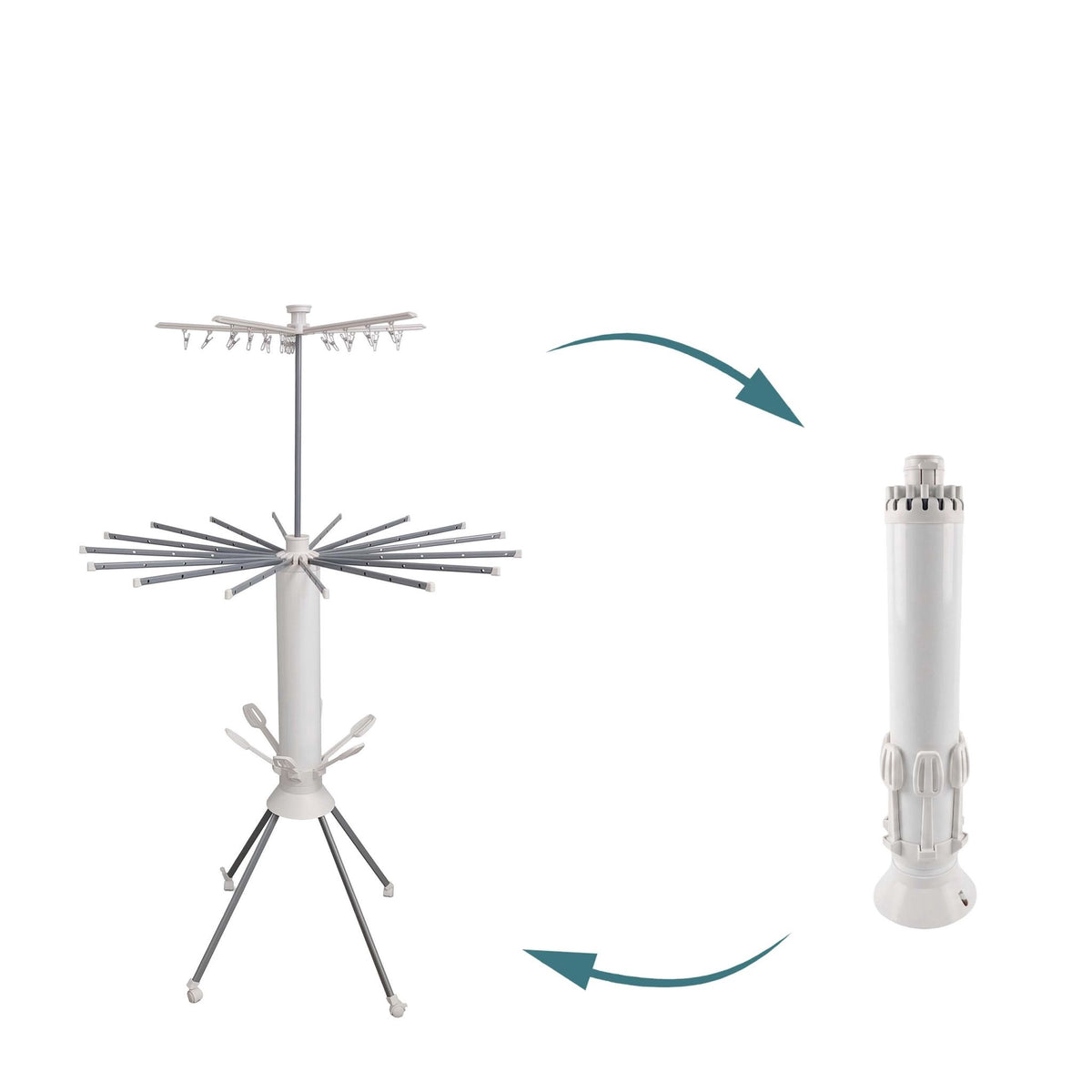 Compact Rotary Clothes Airer with 16 Extendable Rods