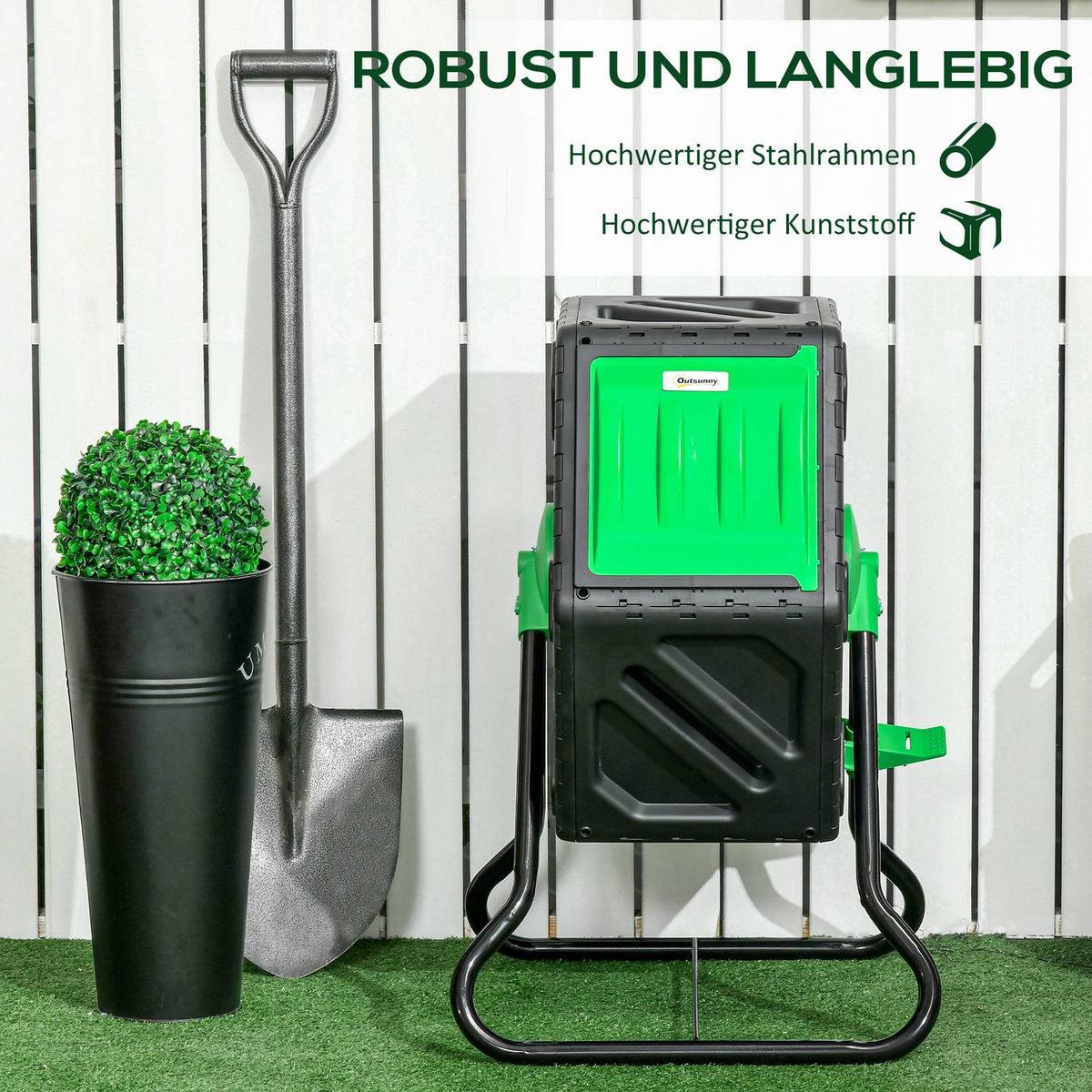 Composter 65 liters, 60x49x77cm rotatable quick composter made of plastic, weatherproof thermal composter with ventilation system, lid, garden composter, compost container for garden, kitchen, balcony