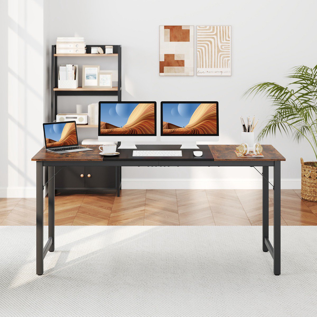 Computer Desk 160 x 60 cm, Metal Frame, Industrial