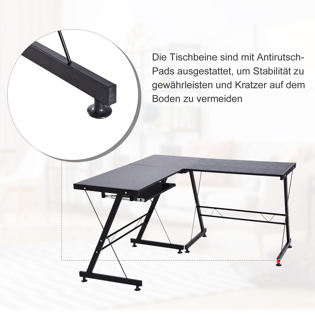 Computer Desk Flexible Desk, Workstation, Mdf, Steel, Black, 210X50X73.5Cm