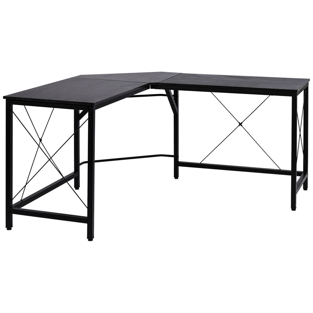 Computer Desk L-Shape Corner Desk, Angle Desk, Mdf, Black, 150X150X76Cm