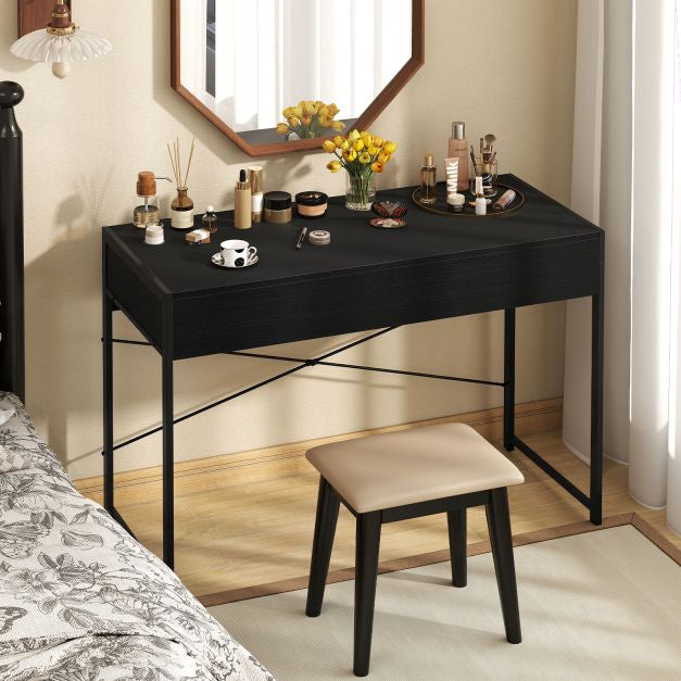 Computer Desk with 2 Drawers, Metal Frame, 111x48 cm