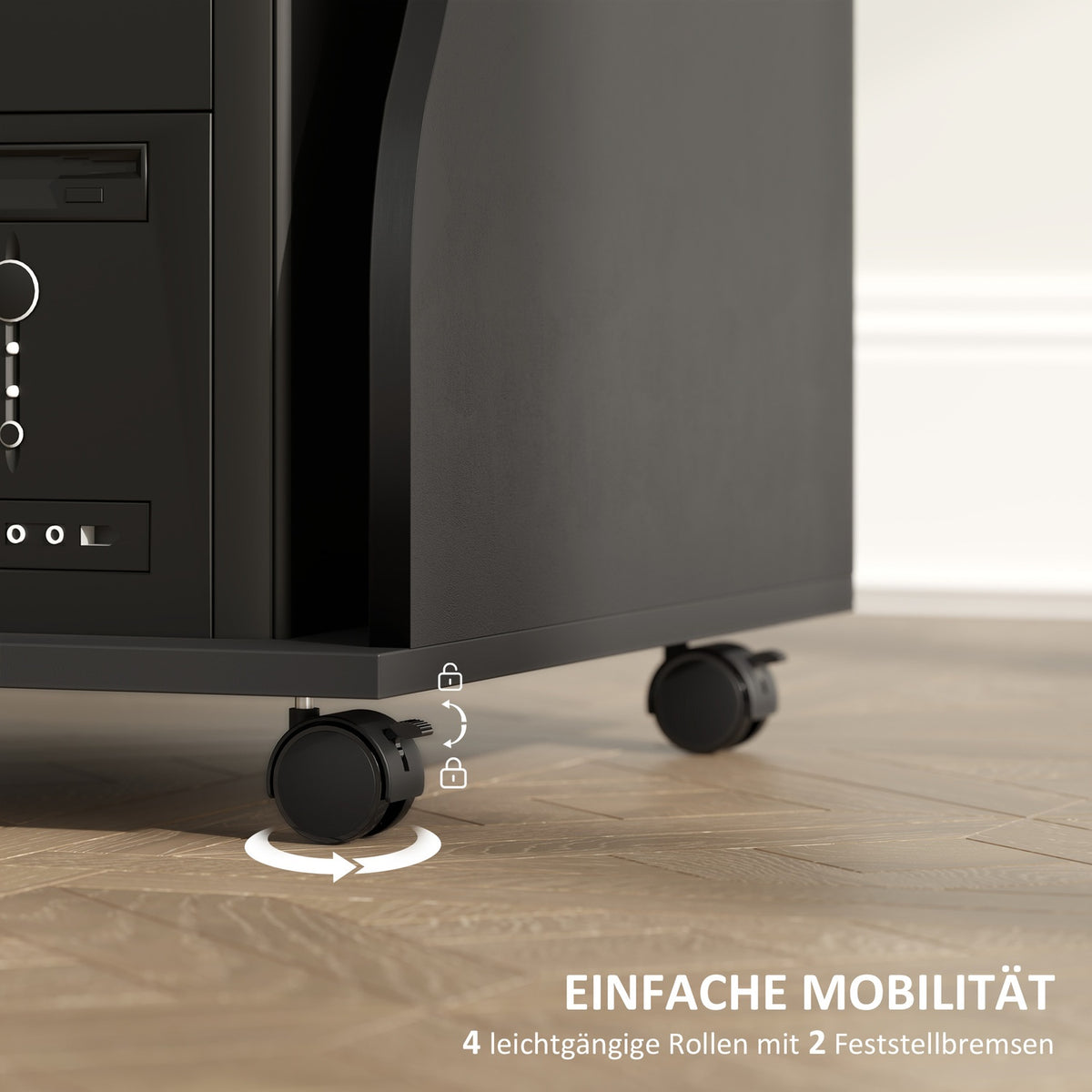 Computer desk desk with wheels Office table with keyboard shelf? Shelf, PC table black 80 x 48 x 75 cm